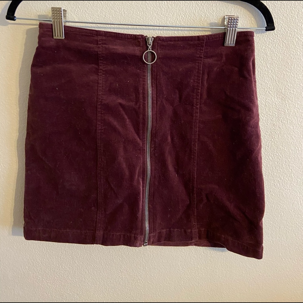 Maroon suede mini skirt